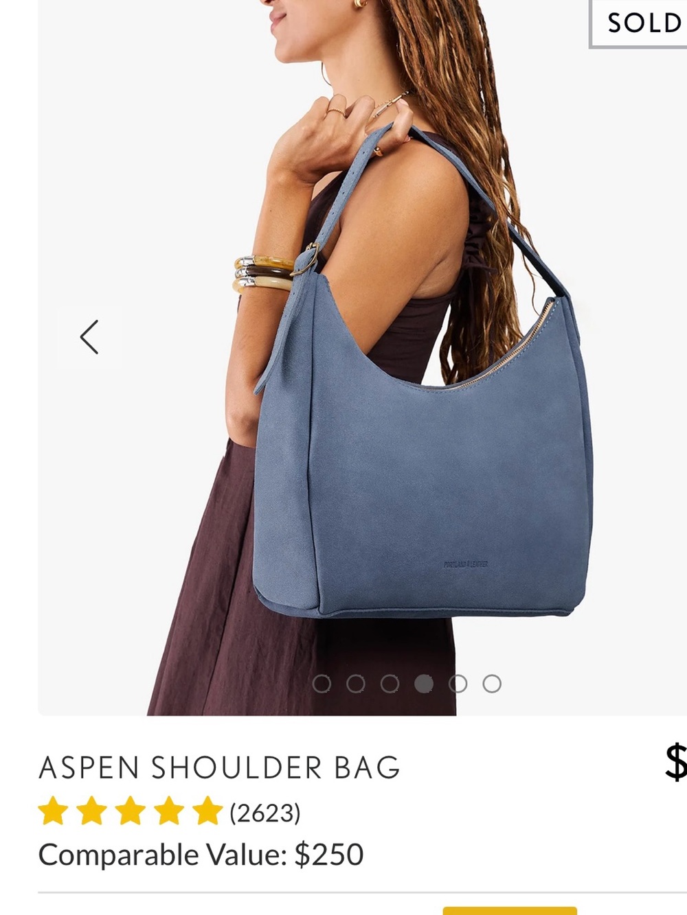 Aspen Suede Shoulder Bag in Dusty Blue